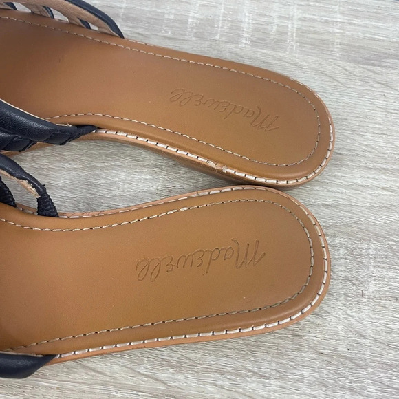 Madewell The Addie Black Leather Slide Sandals Size 7.5 - Picture 3 of 5